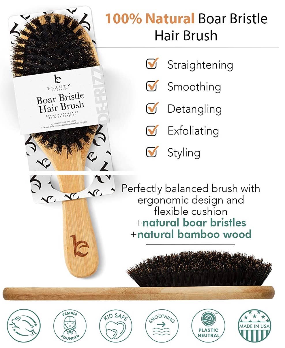 Hair Brush - 100% Boar Bristle with Bamboo Handle